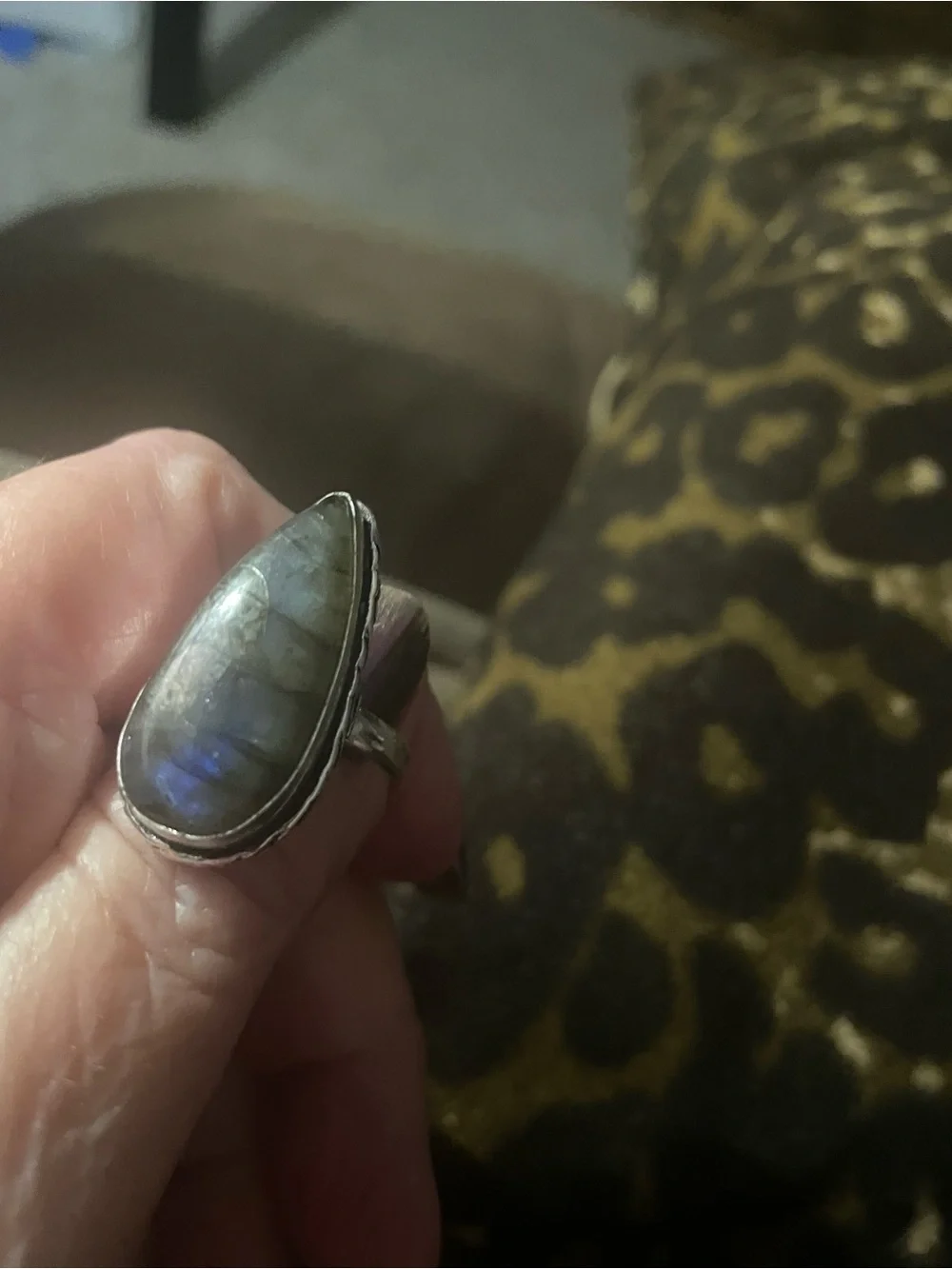 New Labradorite Statement Sterling  Silver Ring in Blue-Green Sheen Sz 9-9.5 - Picture 4 of 6